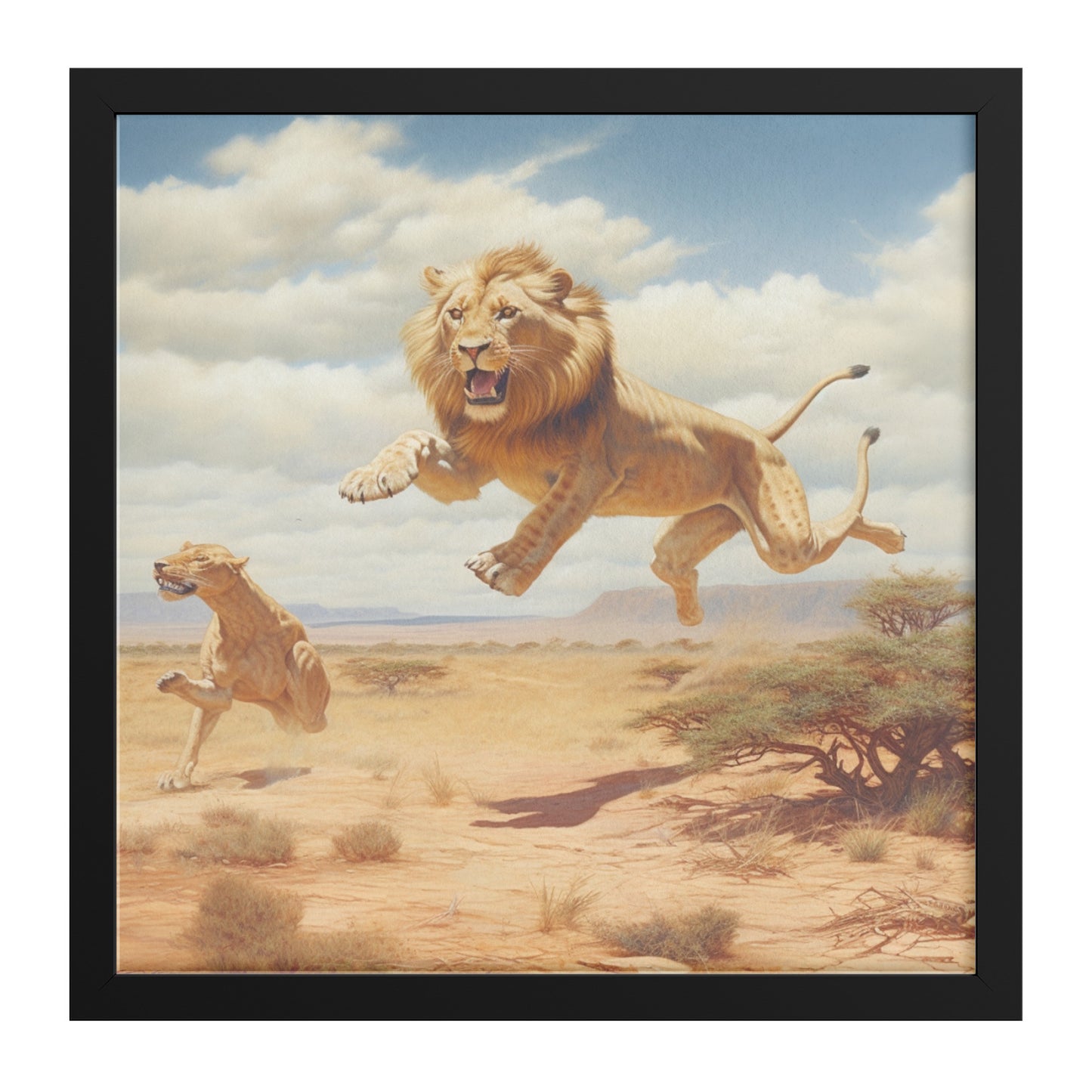 Predatory Pride: Lions Launching an Attack