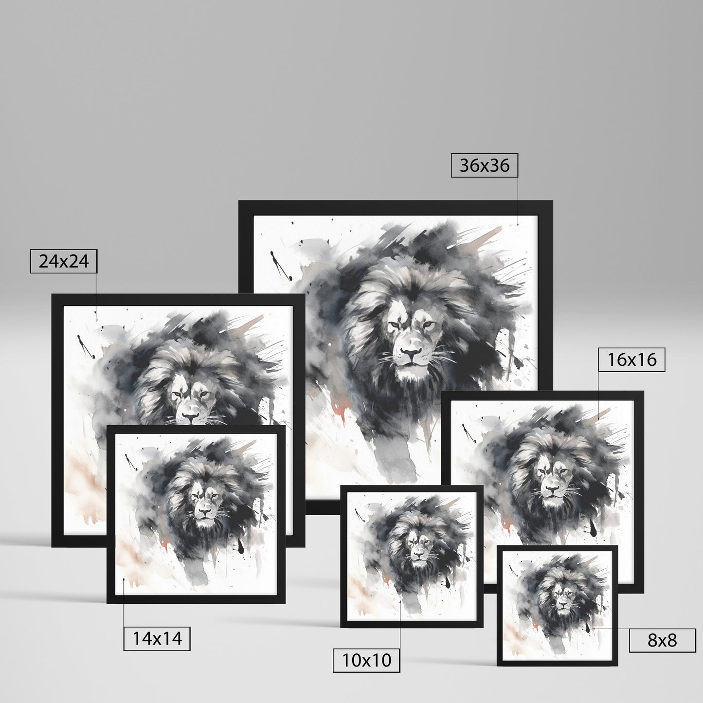 Silhouettes of the Savannah: Sumi-e Lions