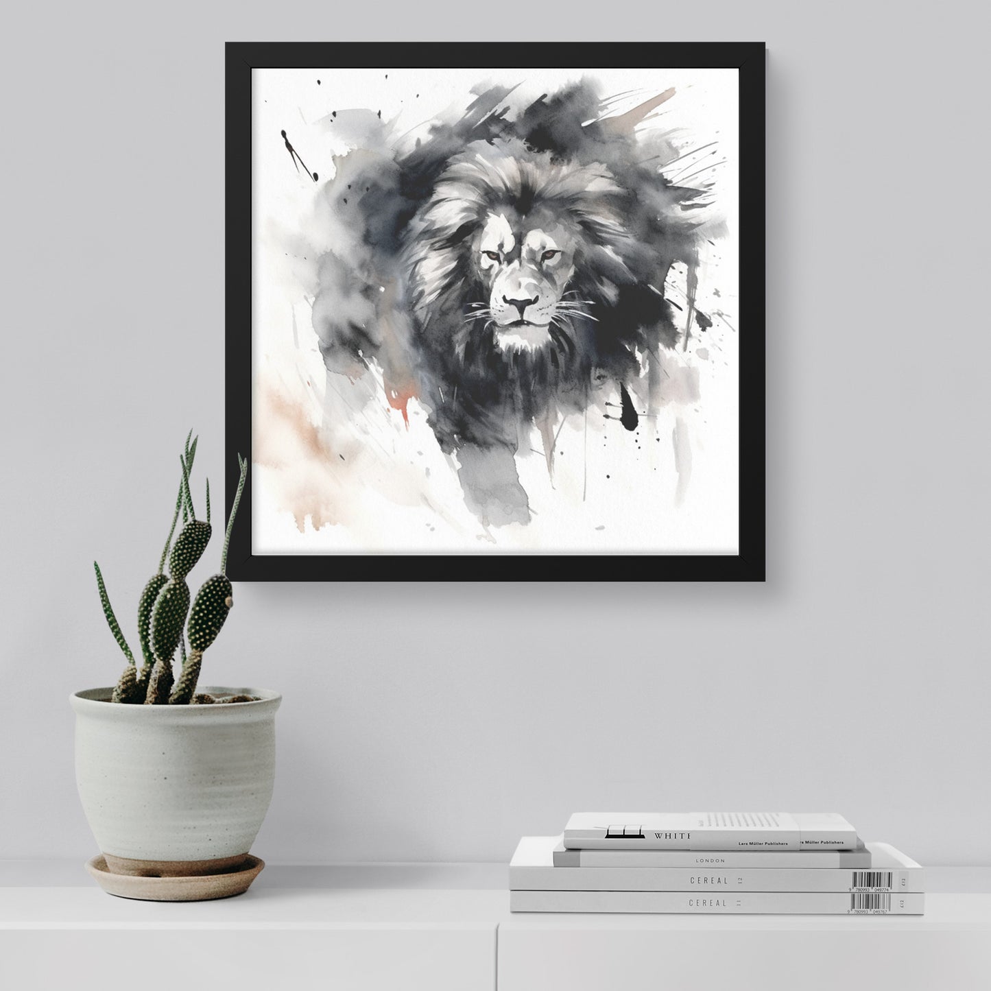 Silhouettes of the Savannah: Sumi-e Lions