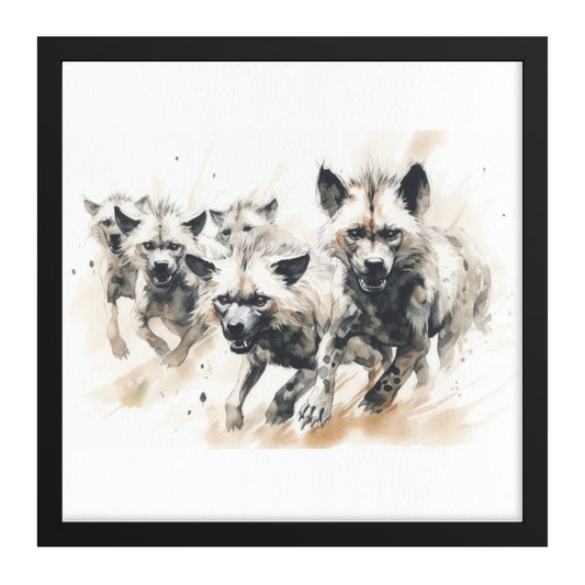Wild Echoes: Sumi-e Hyenas in Ink Wash